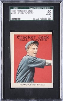 1915 Cracker Jack #138 Henry Gowdy - SGC VG-EX 4